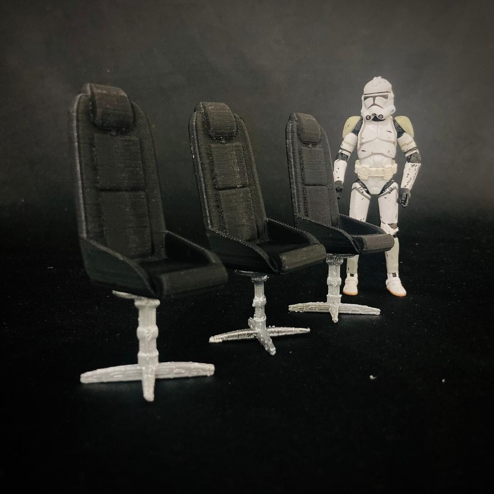 3x Death Star Control Room 327 Chairs for 3.75 in (1:18) Figure Diorama