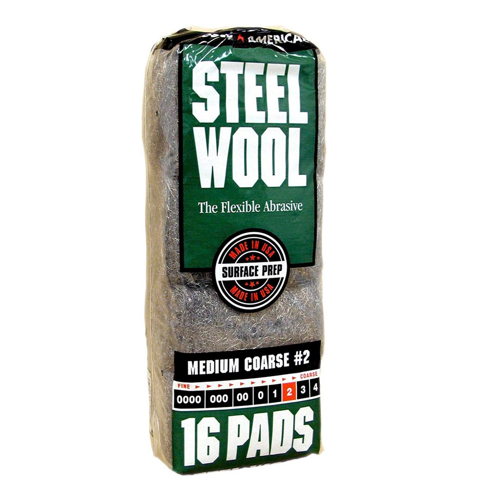 - 33873161059 Steel Wool, Medium Coarse Grade #2, 16 Pads