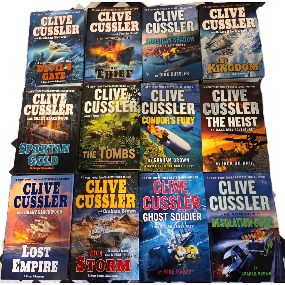 Clive Cussler Hardcover Book Lot of 12 Dirk Pitt Adventure Fiction Novels (EN)