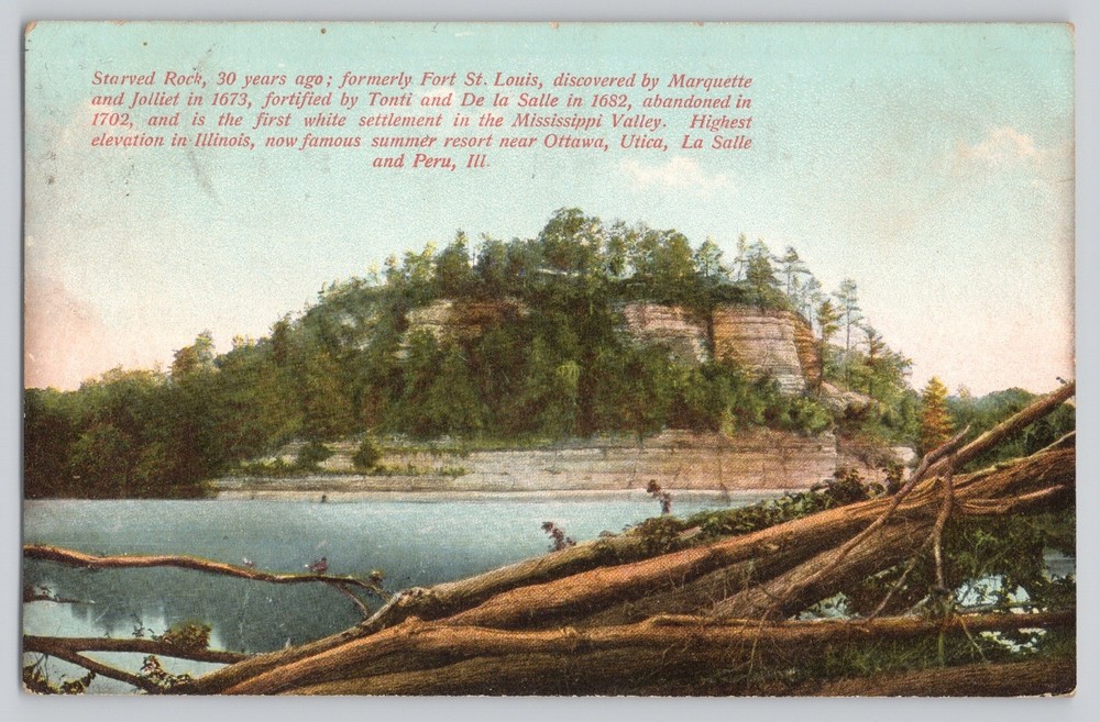 Vintage Starved Rock Postcard Fort St. Louis Illinois 1911