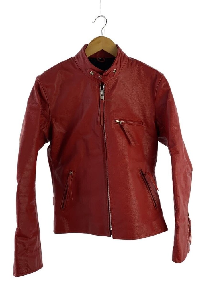 Freedom Leather Jacket Blouson/40/Cowhide/Red/Plain 10801