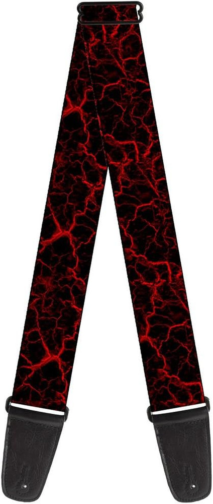 Marble Black and Red Guitar Strap - 2 Inches Wide