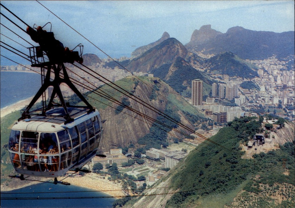 Sugar Loaf Rio de Janeiro Brazil Cable Car vintage postcard g110
