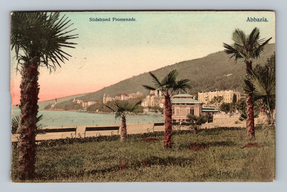 Croatia- Abbazia Promenade Coastal Souvenir Old Postal PC Card Vintage Postcard