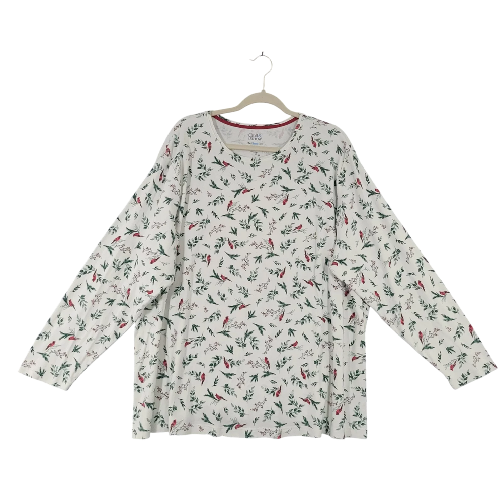Croft & Barrow Classic Cardinal Bird Christmas Tee Size 4X