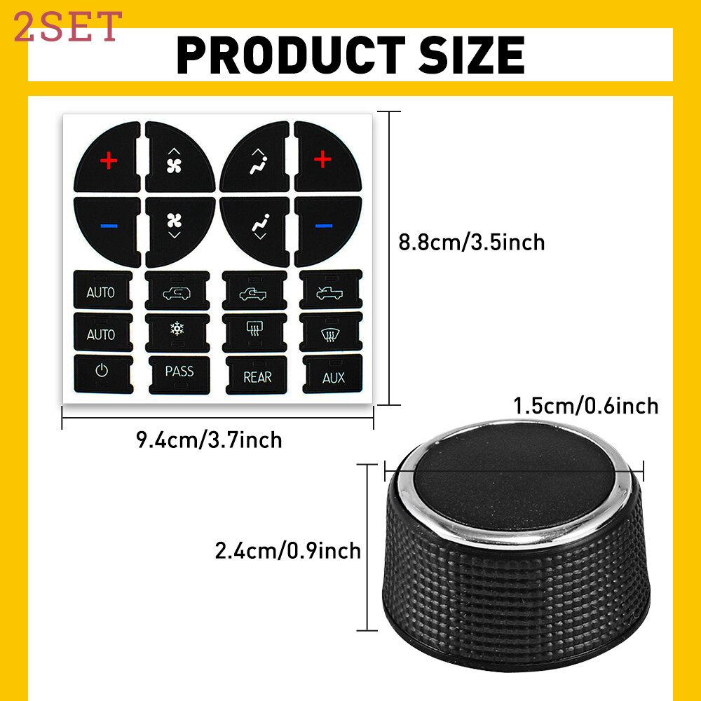 2set A/C Climate Knobs Audio Control + Radio Repair Button Decal Sticker Car Int