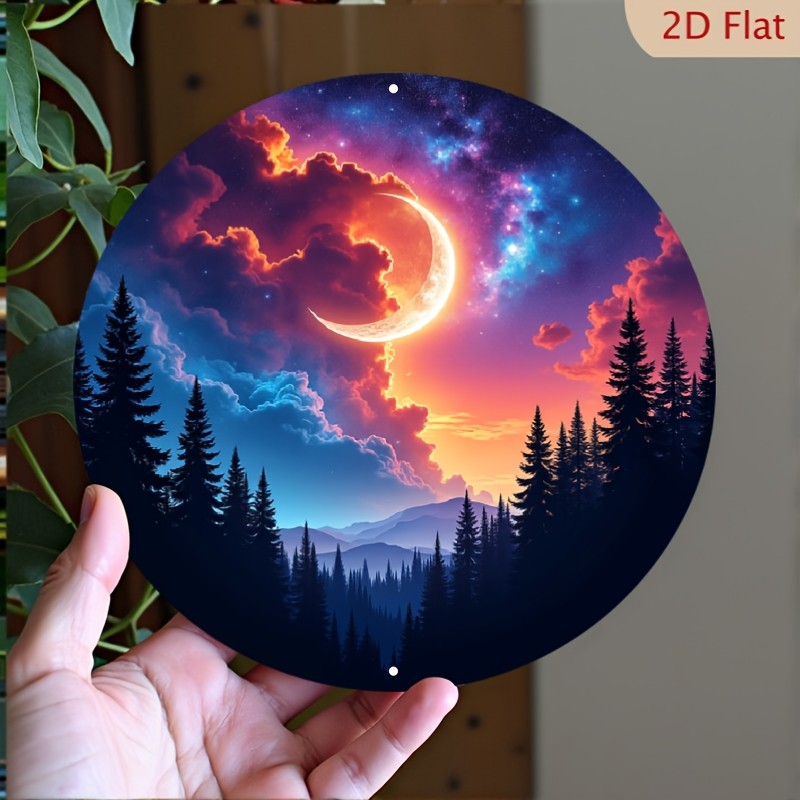 Universe Colorful Swirl Space Theme Round Metal Wall Art