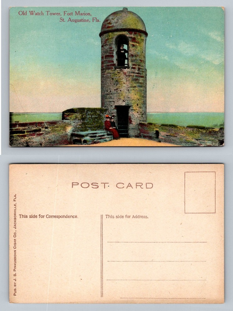 St Augustine, FL-Florida, Coastal Old Watch Tower Fort Marion Vintage Postcard