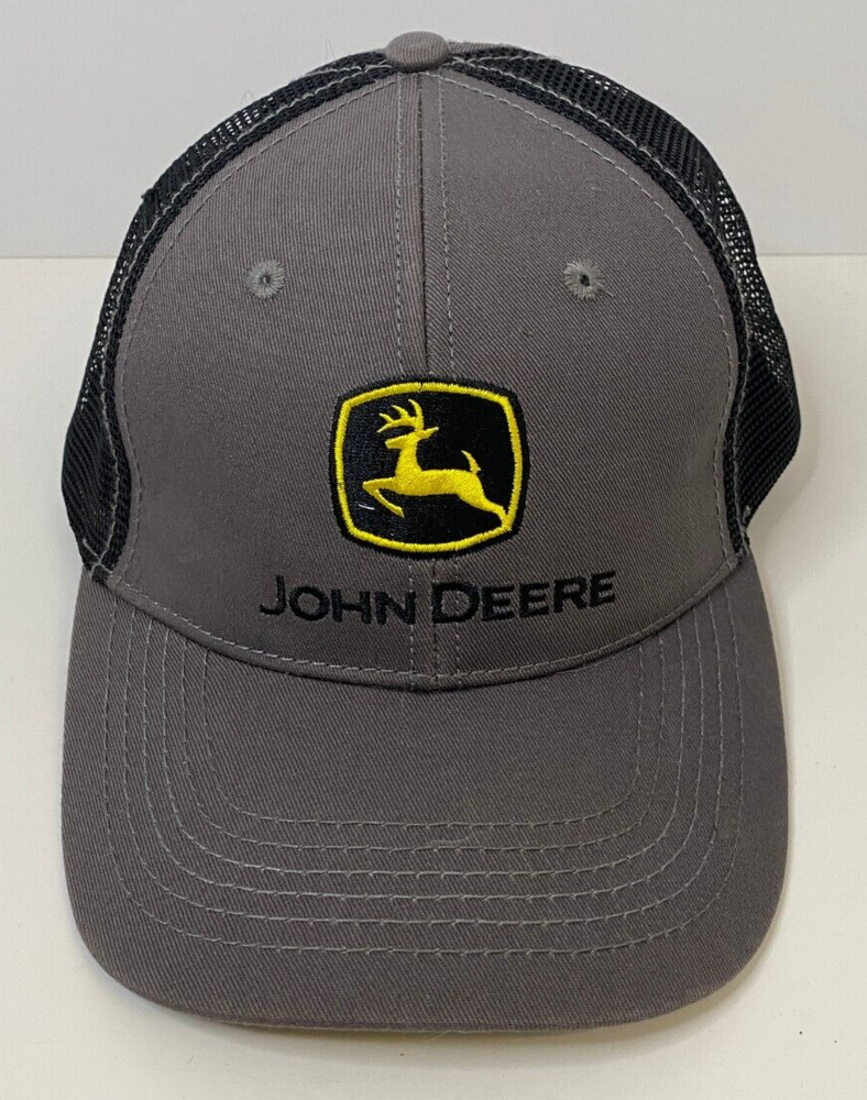 John Deere Mens Trucker Hat Snapback Mesh Back Green Logo Run Your World
