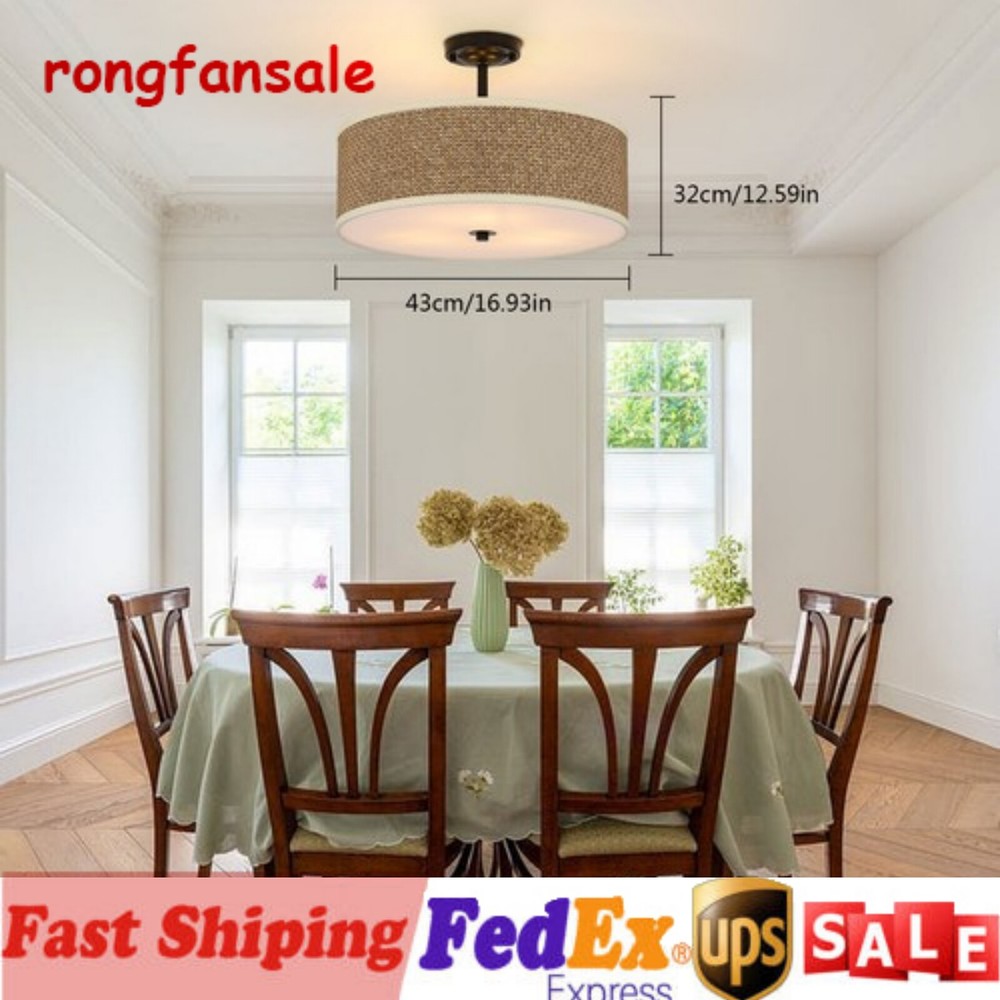 3-Light Semi-Flush Mount Ceiling Fixture for Bedroom or Dining Room