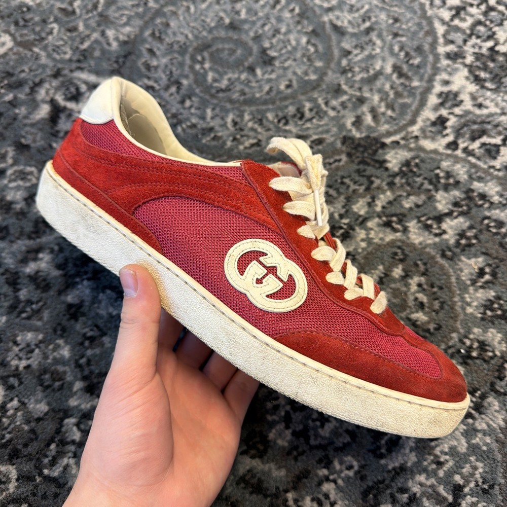 7.5M - Gucci Low Top Red And White Sneakers / Double g