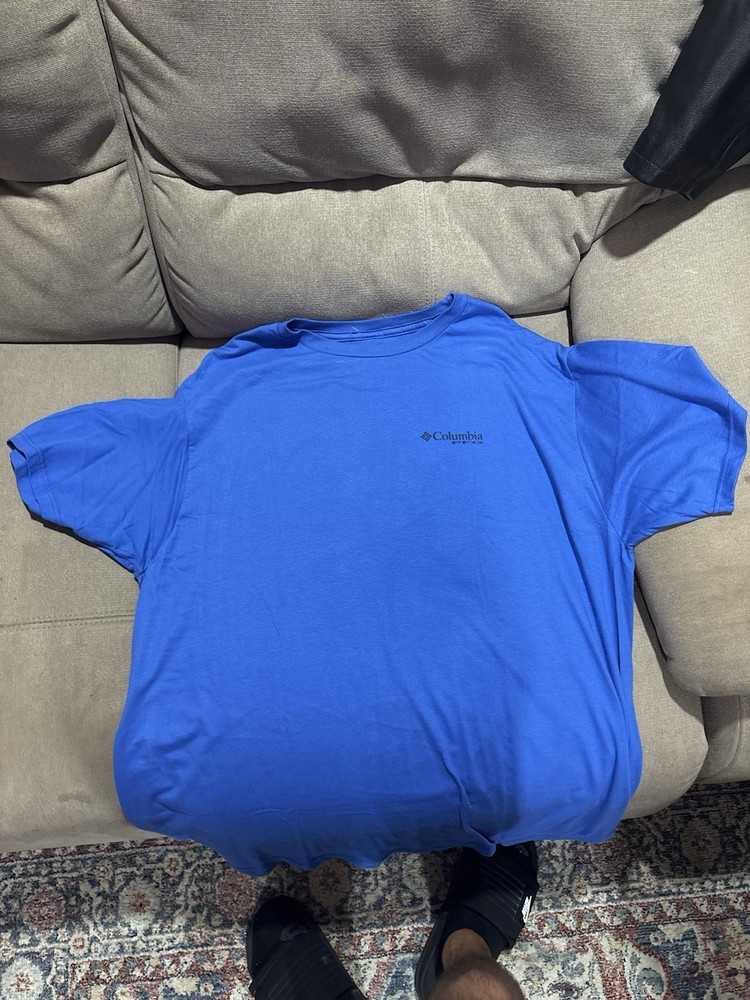 Columbia PFG Blue Fish Graphic Cotton Crew Neck XL Men's Short Sleeve T-Shirt