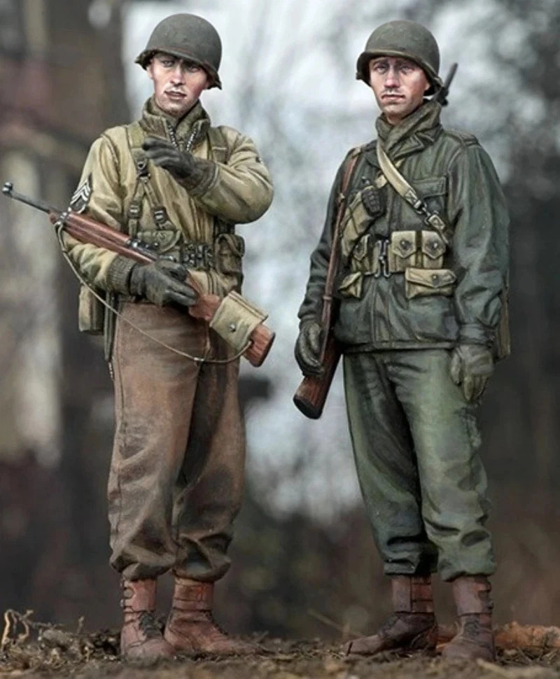 1/35 Resin Model Kit WWII US Army Infantry Set 2 Figures Unassembled Unpainted