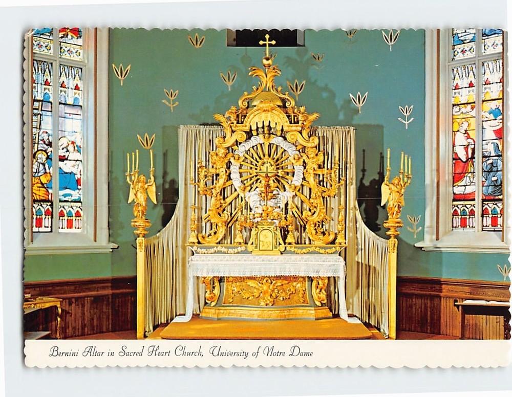 Postcard Bernini Altar in Sacred Heart Church University of Notre Dame IN USA