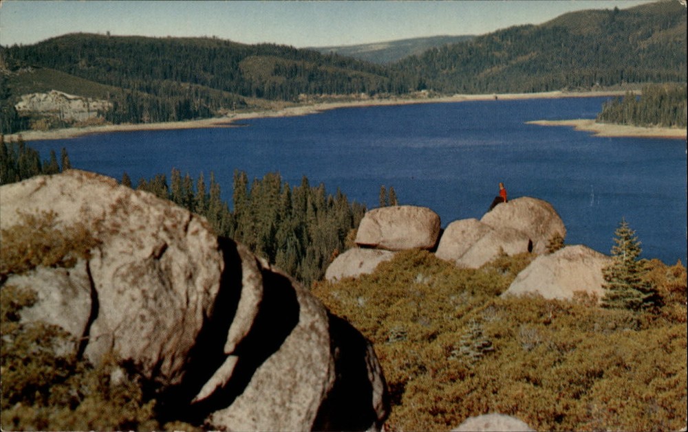 Plumas County California Bucks Lake rocks mountains unused vintage postcard
