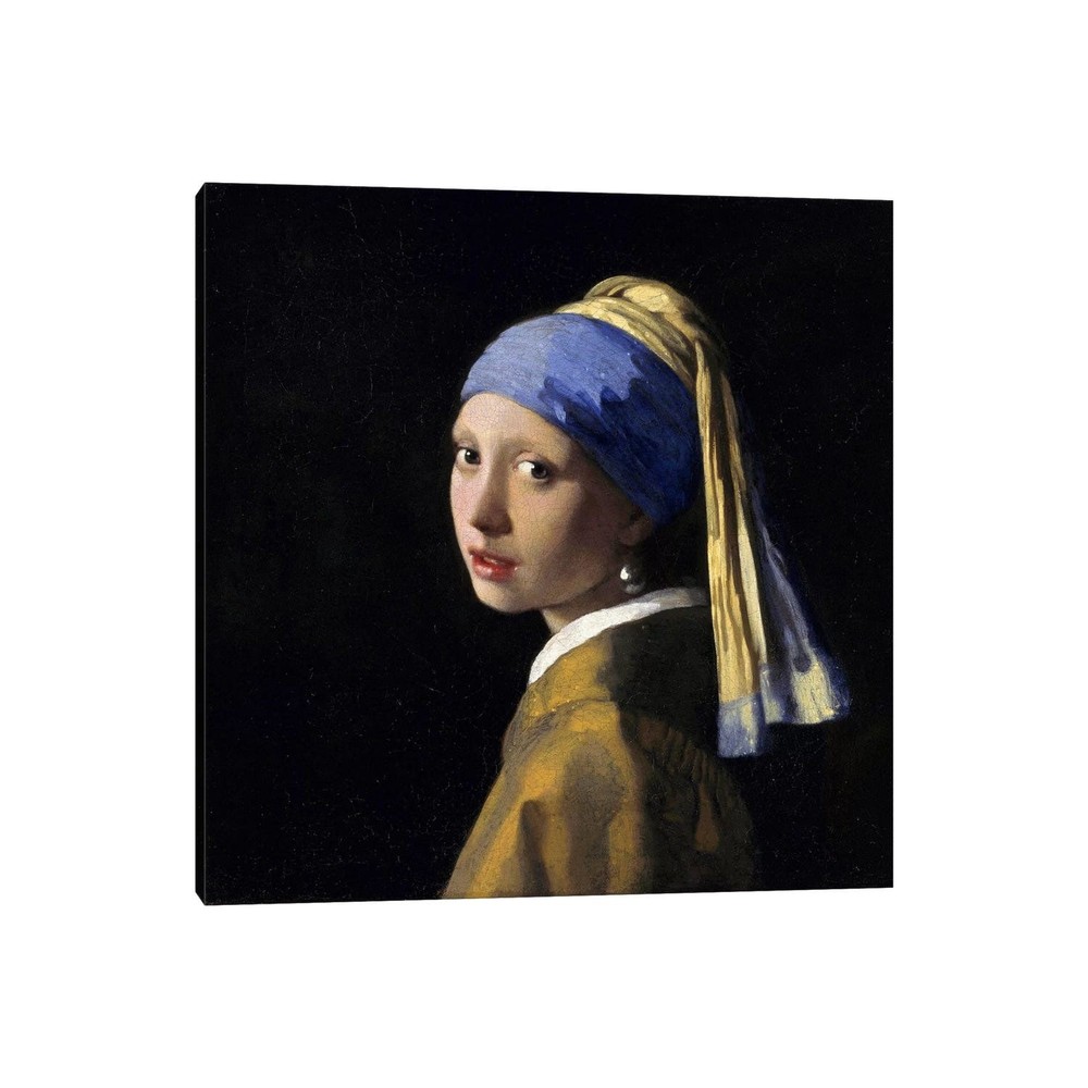 iCanvas Girl with a Cultured Pearl Earring by Johannes Vermeer - Classic Art Reproduction, Timeless Elegance, and Stunning Detail for Your Home Decor