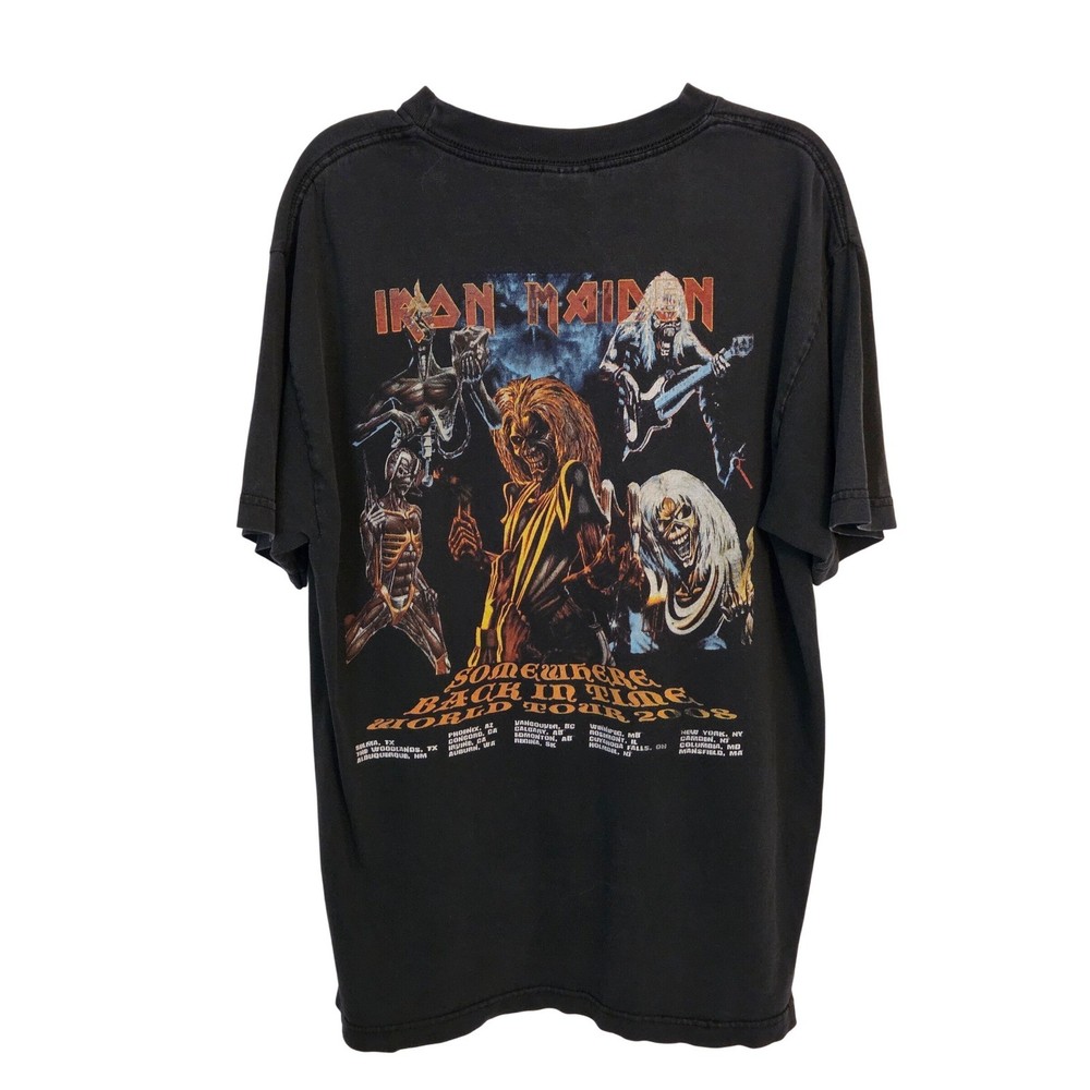 Iron Maiden Somewhere Back in Time World Tour 2008 Graphic T-Shirt Mens M