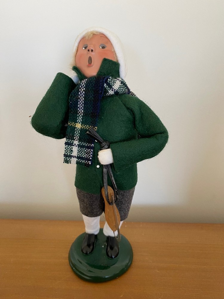 Vintage Byers' Choice 2006 Boy Caroler Carrying Ice Skates  Signed