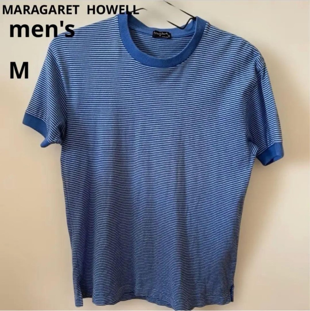 Margaret Howell Men's Striped Cotton T-shirt Blue M Used