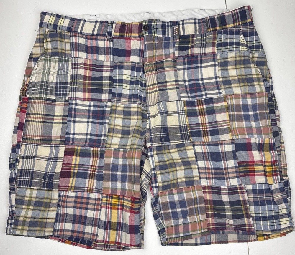 Polo Ralph Lauren Classic Fit Shorts Mens 42 Multicolor Madras Plaid Patchwork