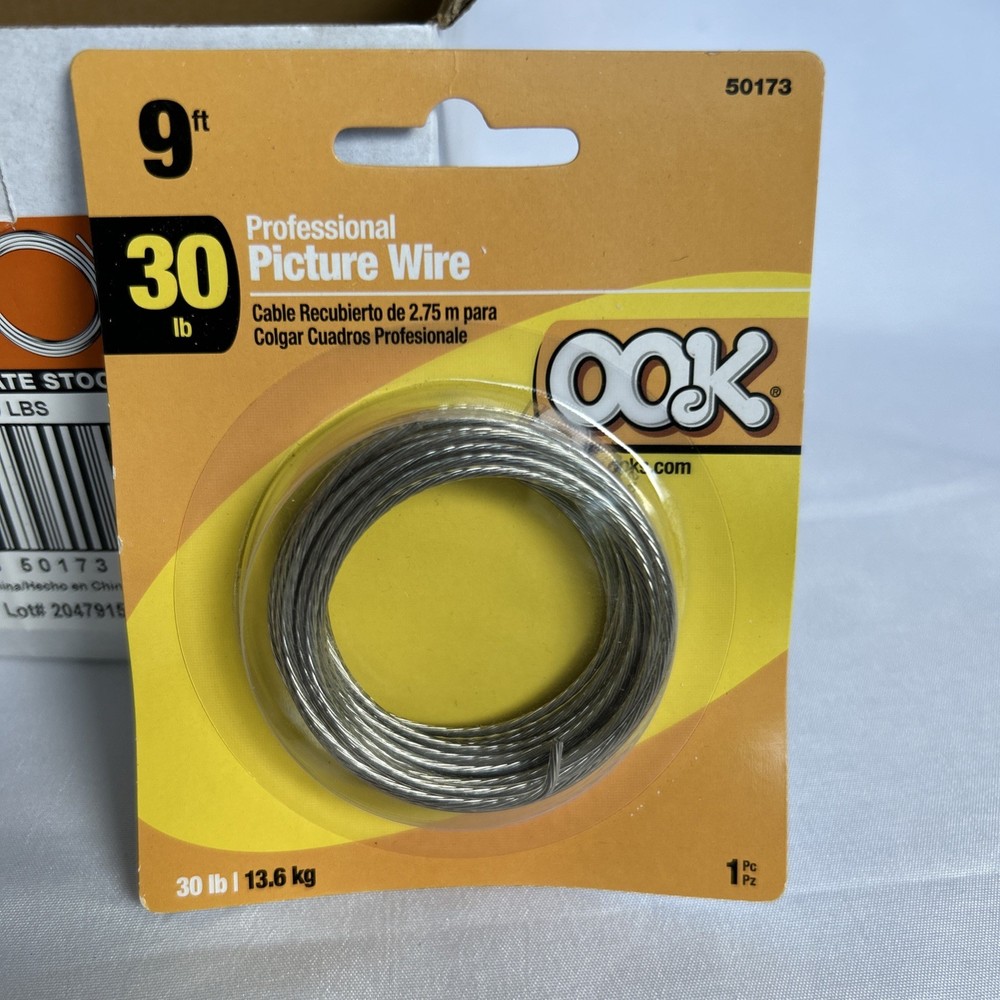 Hillman OOK 30-lb Twisted Steel Profes Framing  Picture Wire • 9 ft • 1 Bx of 12