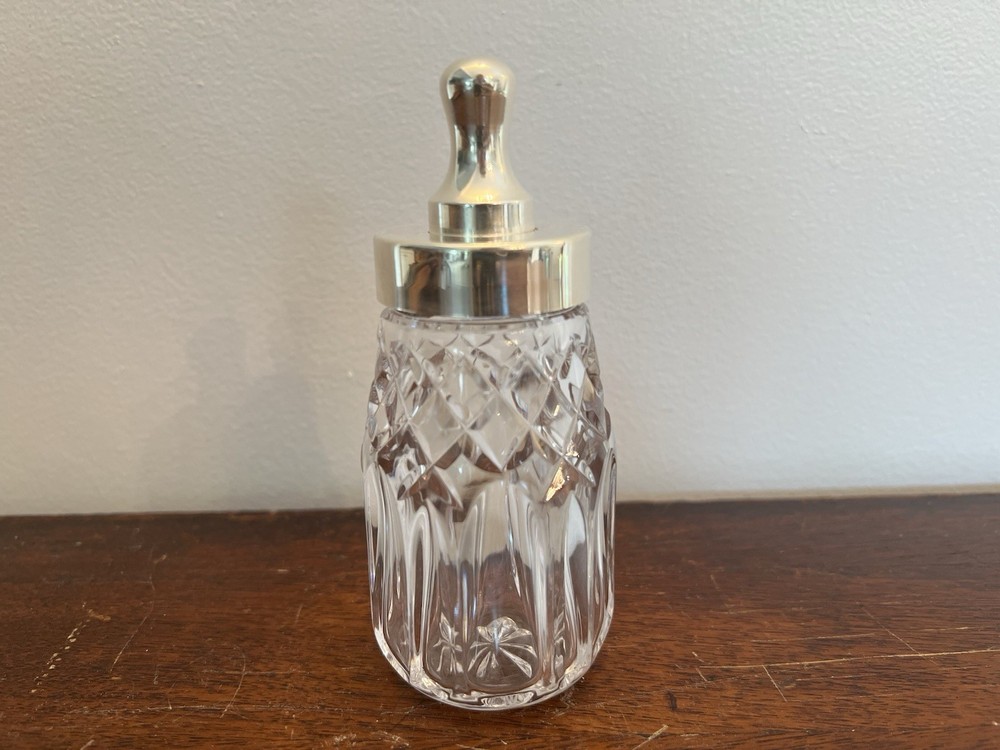 Waterford Crystal Baby Bottle with Elegant Silver Plated Lid