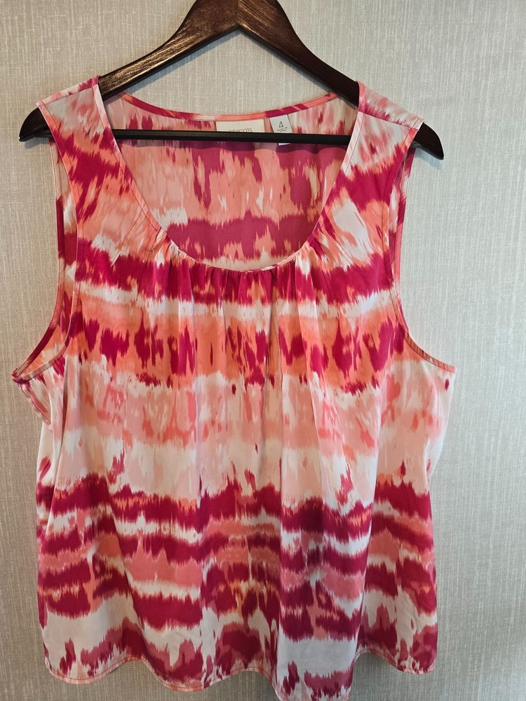 Chicos Sleeveless Tie-Dye Print Tank top Polyester Size 4 Lightweight Size 2X