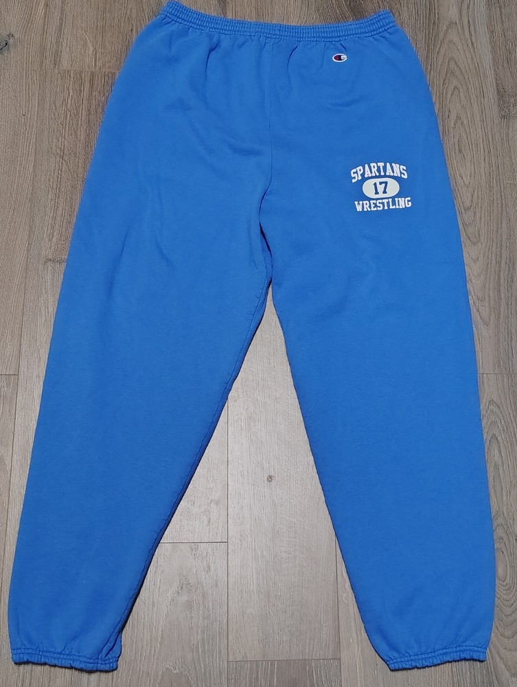 Vintage 90s Champion Mens Wrestling Sweatpants XL Blue USA Made San Jose Spartan