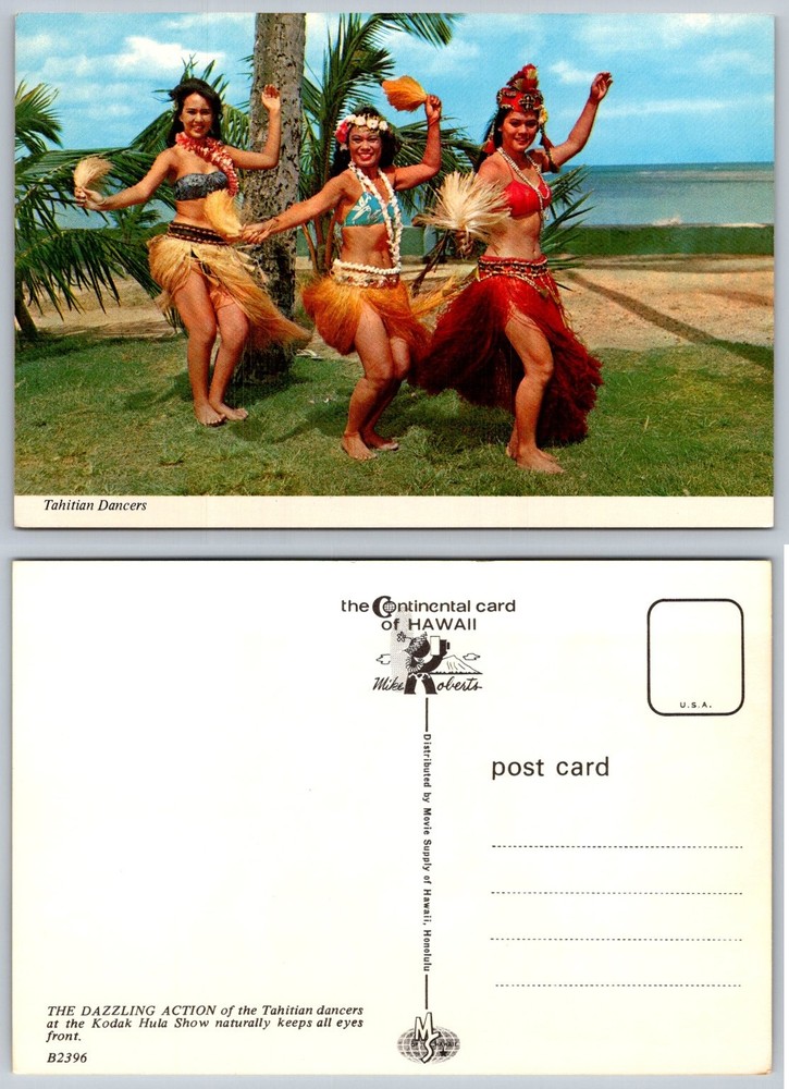 Vintage Tahitian Dancers Postcard Hawaii Kodak Hula Show Mike Roberts