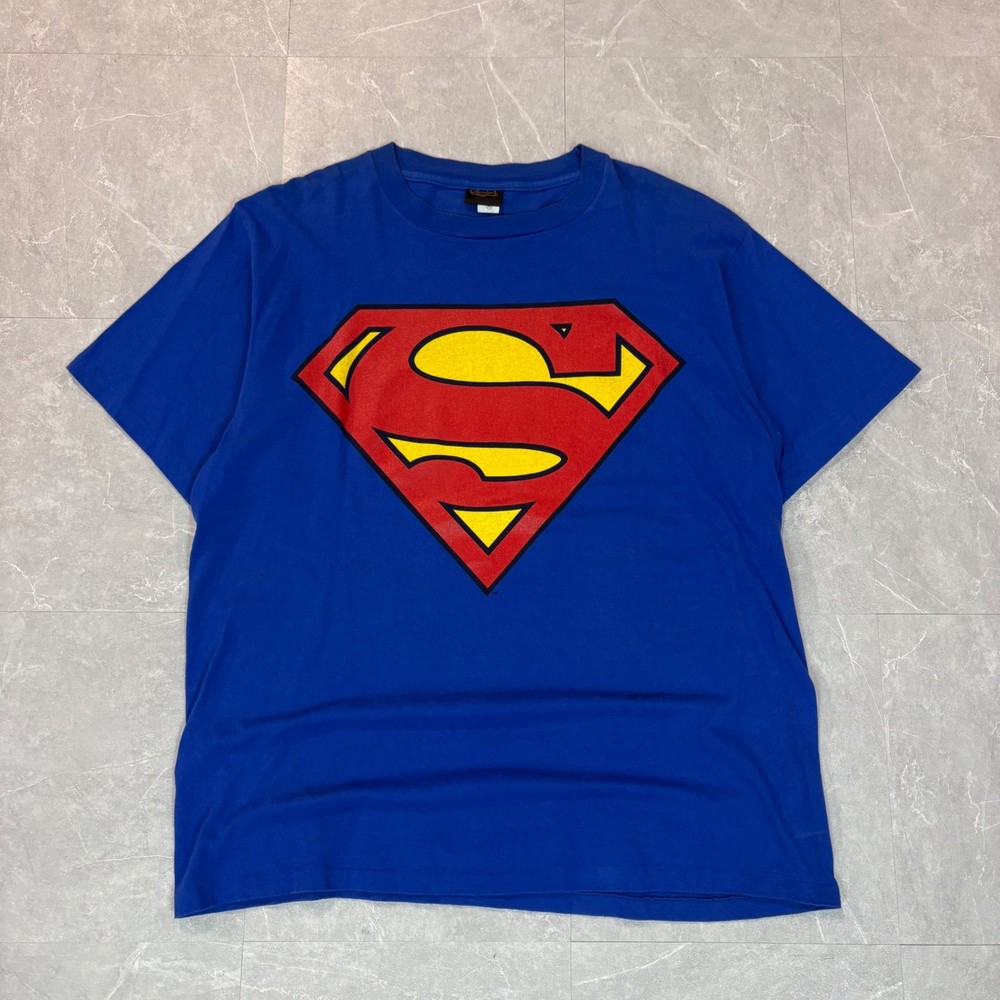 Vintage Changes Superman T Shirt XL Blue Graphic Logo Made in USA 90s Single Hem