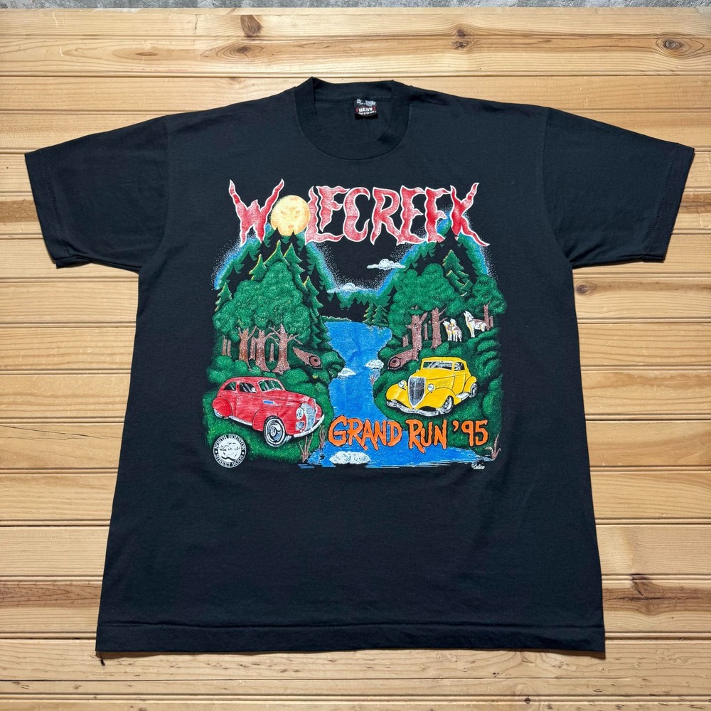 Vintage 90s 1995 Wolfcreek Grand Run Single Stitch Graphic T-Shirt USA Made - XL