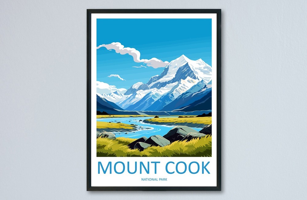 Mount Cook National Park Travel Print Wall Art Mount Cook Wall Hanging Home