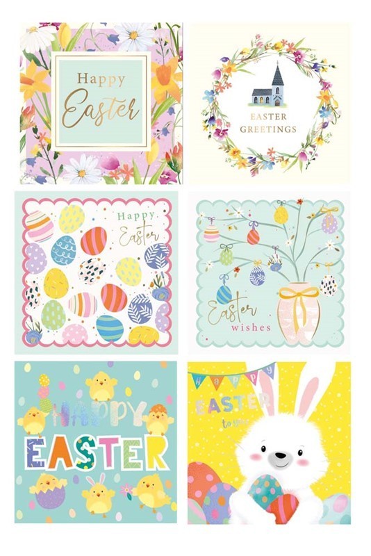 Easter Greetings Cards & Envelopes Pack of 8 Mixed Cute Floral Religious Designs