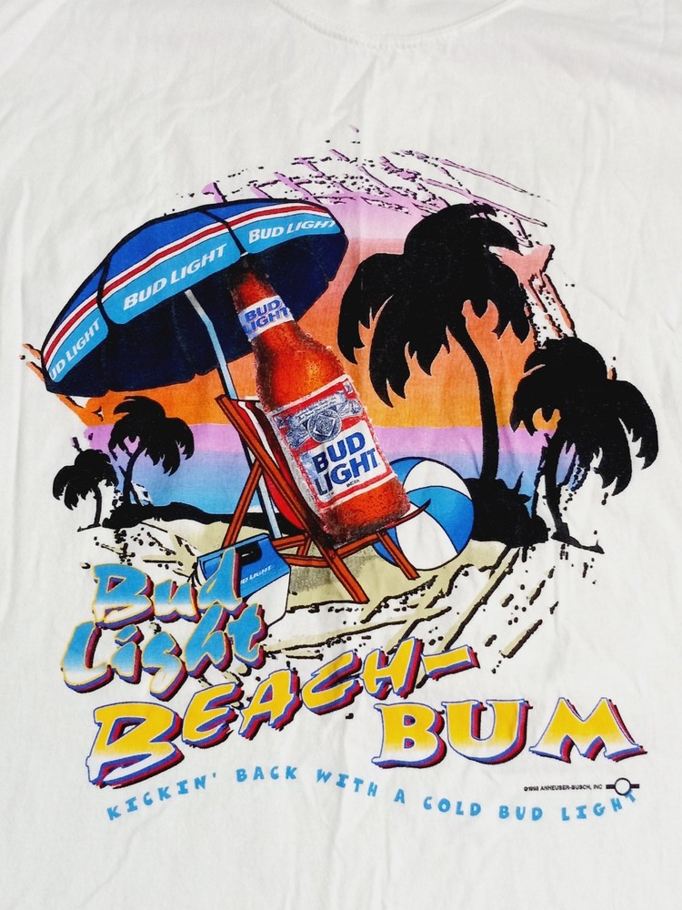 Vintage 90s Bud Light Beer T Shirt XL Mens Beach Bum 
