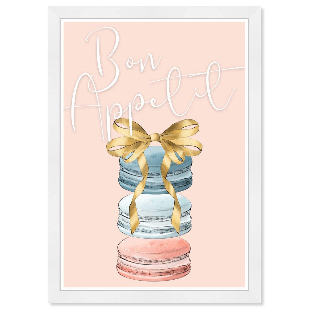 Food and Cuisine Contemporary White Frame Paper - Bon Appetit Macaroons, Wall...