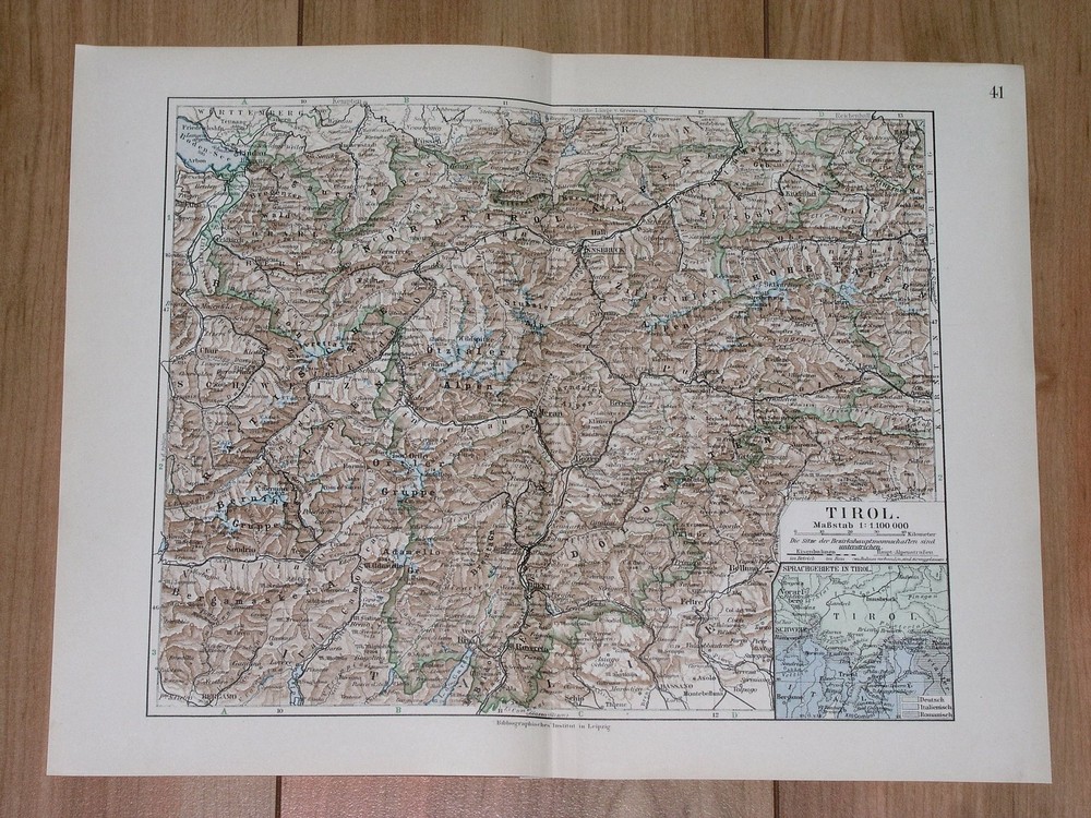 1912 Antique Map Of Tyrol Tirol Riva Bozen Bolzano Meran Merano Austria Italy