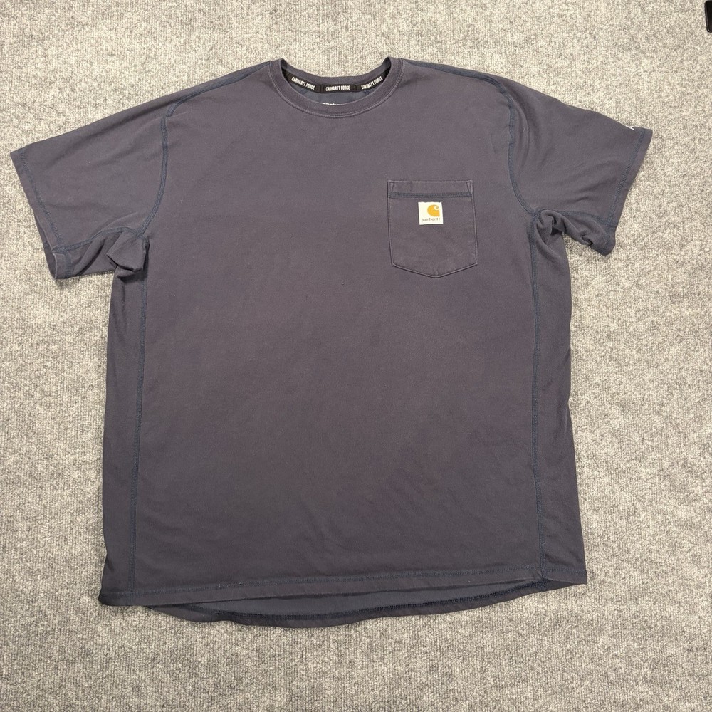 Carhartt Force Relaxed Fit Front Pocket T Shirt Men XL Navy Blue Cotton Workwear