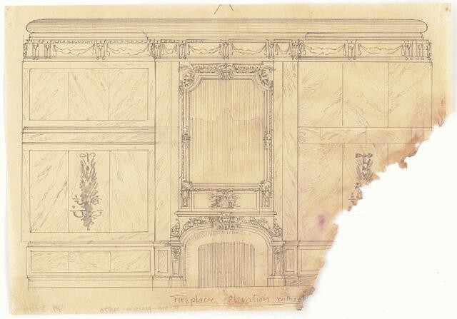 Newport Rhode Island Marble House Vanderbilt Fireplace Elevation 1890s
