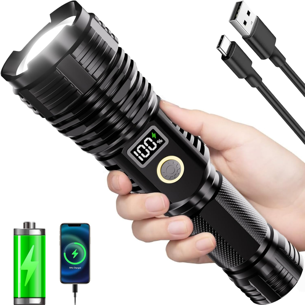 Flashlights High Lumens Rechargeable, 990000LM LED Super Bright Flash Light, Zoo