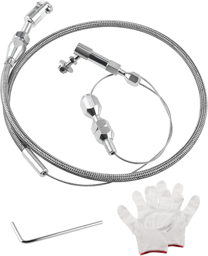 24 Inch Universal Throttle Cable Kit with Aluminum Fittings Ferrules, Adjustable