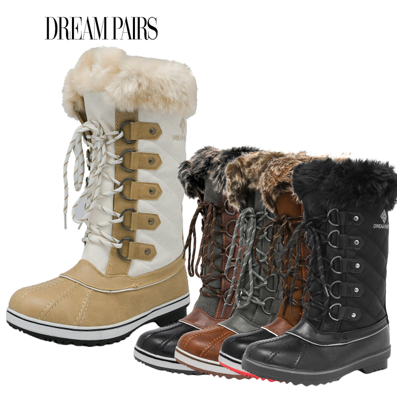 Women’s Waterproof Faux Fur-Lined Insulated Snow Boots with Zip Closure