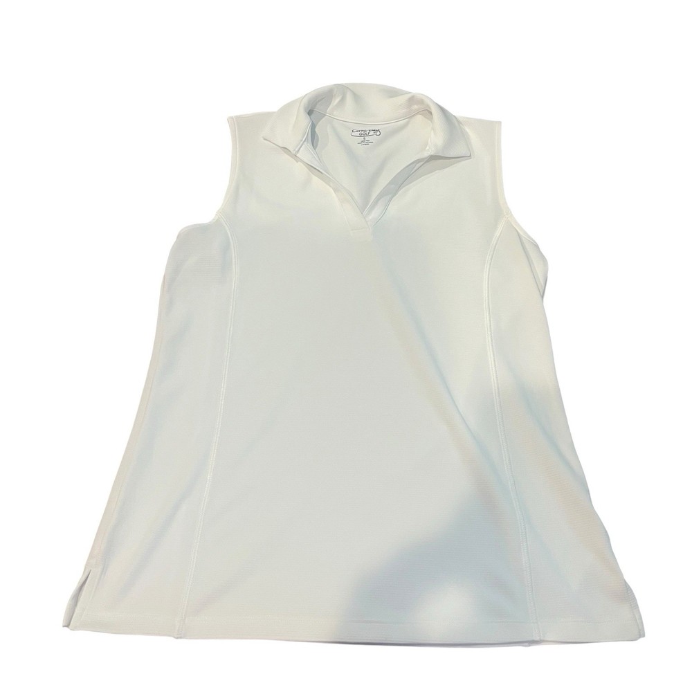 Coral Bay Golf Womens Tank Top Small Solid White Sleeveless Pullover Collared