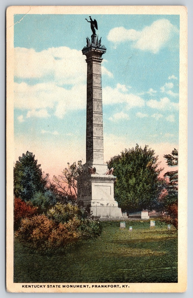 Frankfort KY~Kentucky State Military Monument~Erected 1850~Vintage Postcard