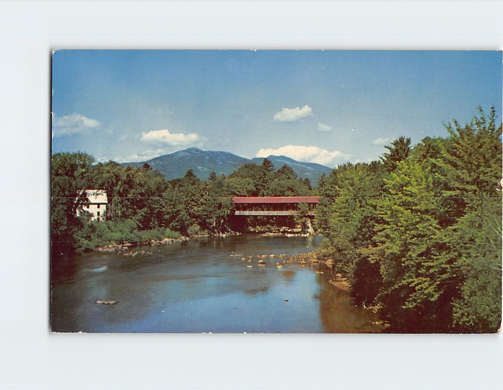Postcard Covered Bridge Over Saco River Conway White Mountains NH USA