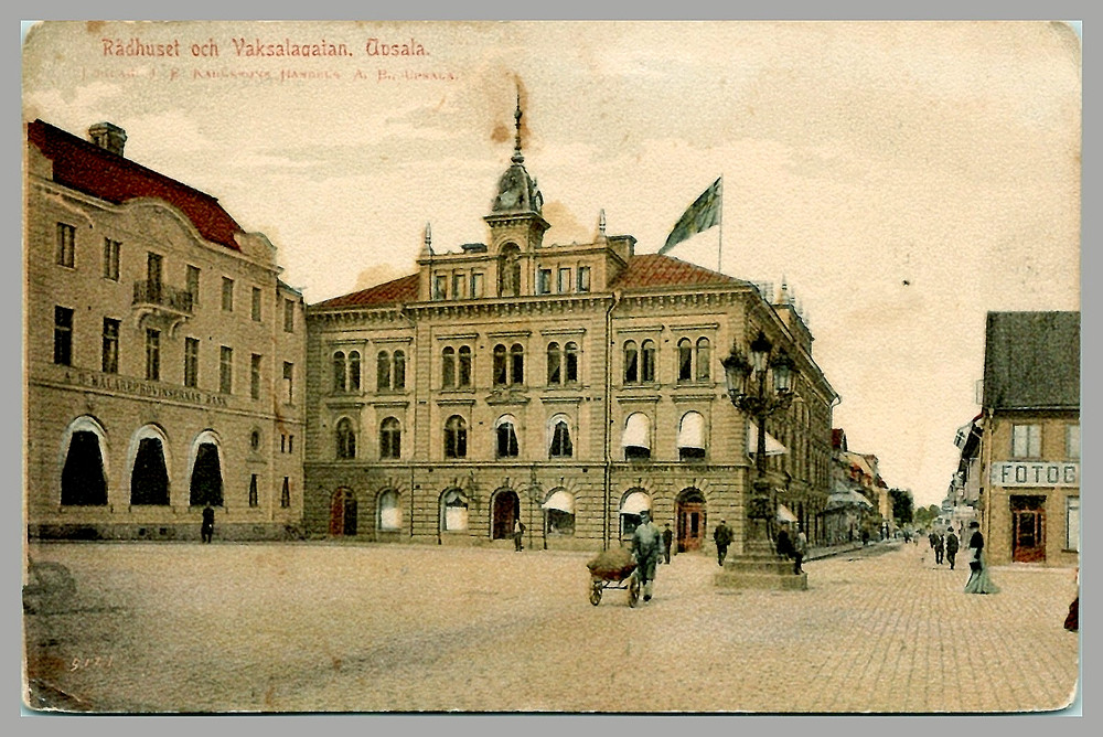 Uppsala City Hall Vaksalagatan Sweden DB c1910 Street Scene Antique UNP Postcard