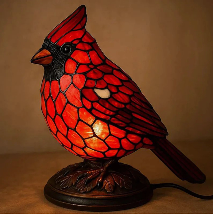 Cardinal Bird Desk Lamp Red Resin Bird Lamps For Christmas Art Decoration Light