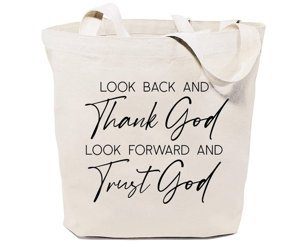 Christian Trust God Tote Bag for Women - Reusable Canvas Grocery Bag