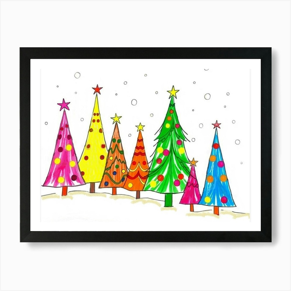 Christmas Tree Art Print Framed Wall Decor Canvas Poster