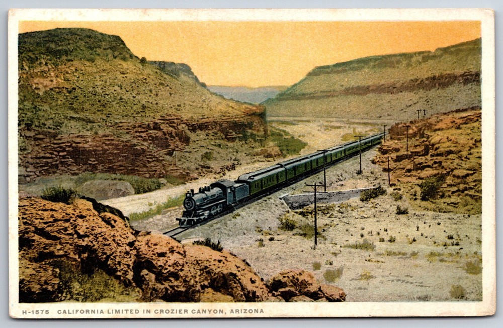 Detroit Pub~Arizona~California Limited Train Seen In Crozier Canyon~Vintage PC