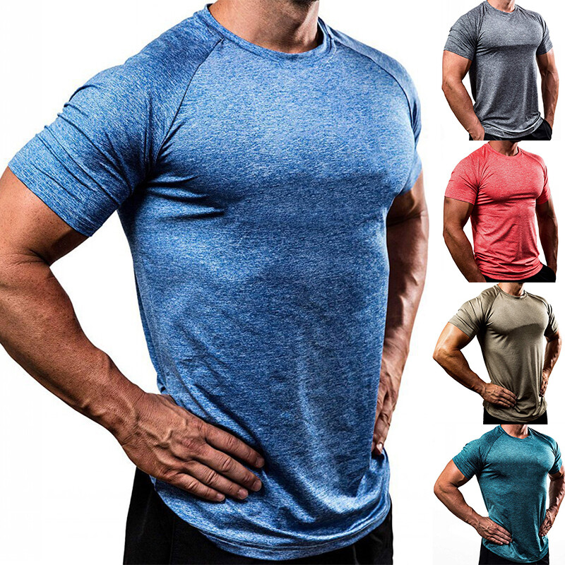 ❀Mens Classic Gym Fitness Breathable T-shirt Activewear Workout Solid T-shirt
